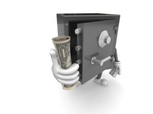 Safe handing bills Safe handing out money