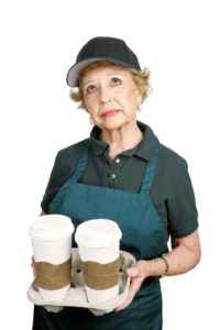 Senior worker 1 Working at FastBurger